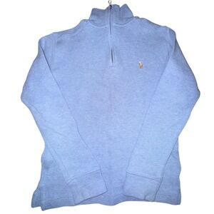Polo Ralph Lauren Quarter Zip Sweater Boys M 10-12 Blue Pony Logo Preppy Classic